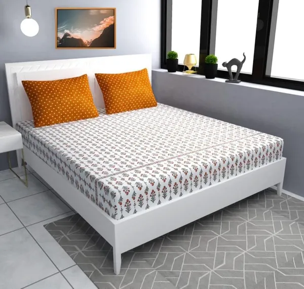 Multicolor_Cotton_Fitted_Bedsheet_With_Pillow_Covers