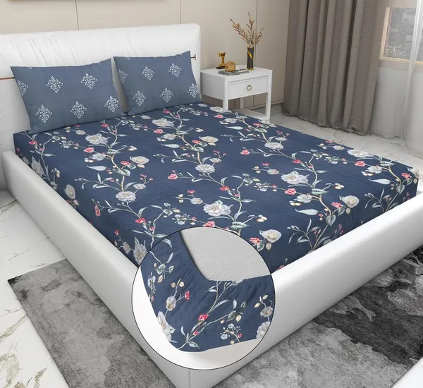 Multicolor_Cotton_Fitted_Bedsheet_With_Pillow_Covers