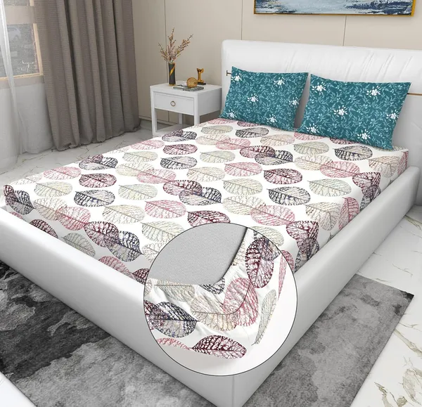 Multicolor_Cotton_Fitted_Bedsheet_With_Pillow_Covers