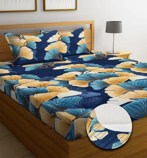 Multicolor_Cotton_Fitted_Bedsheet_With_Pillow_Covers