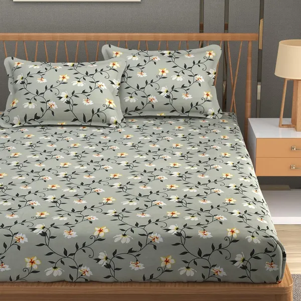 Sage_Green_Cotton_Fitted_Bedsheet_With_Pillow_Covers