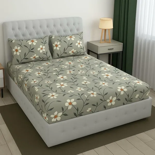 Sage_Green_Cotton_Fitted_Bedsheet_With_Pillow_Covers