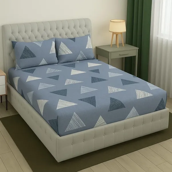 Light_Grey_Cotton_Fitted_Bedsheet_With_Pillow_Covers