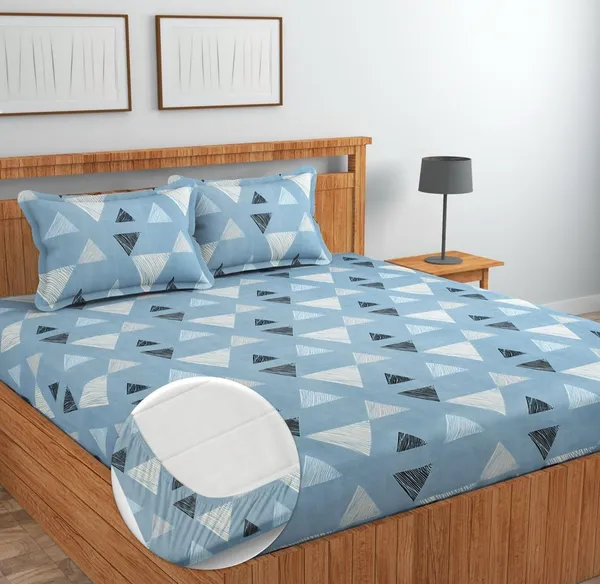 Light_Grey_Cotton_Fitted_Bedsheet_With_Pillow_Covers