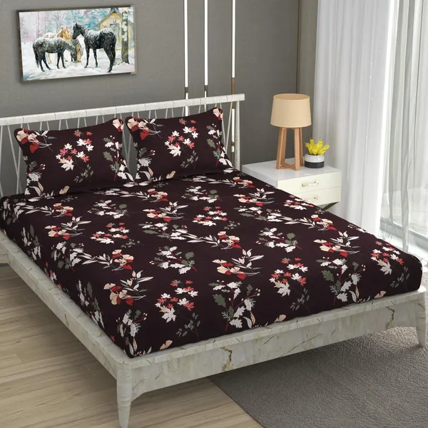 Maroon_Cotton_Fitted_Bedsheet_With_Pillow_Covers