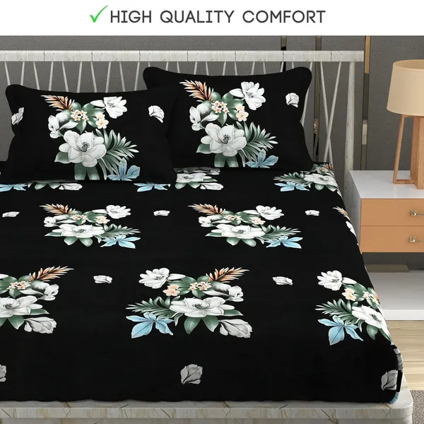 Black_Cotton_Fitted_Bedsheet_With_Pillow_Covers