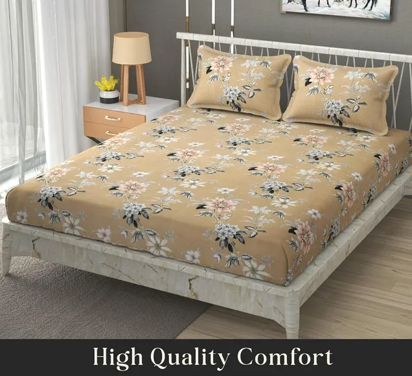 Sky_Blue_Cotton_Fitted_Bedsheet_With_Pillow_Covers