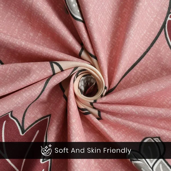 Peach_Cotton_Fitted_Bedsheet_With_Pillow_Covers