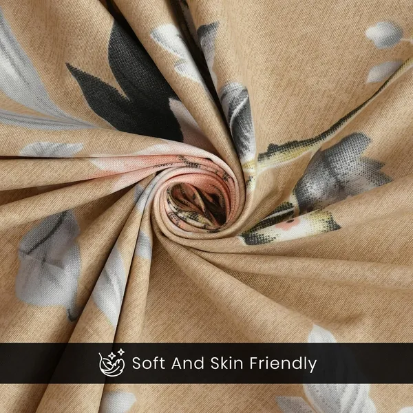 Beige_Cotton_Fitted_Bedsheet_With_Pillow_Covers