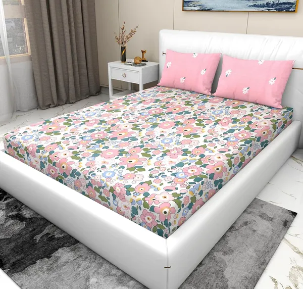 Multicolor_Microfiber_Cotton_Bedsheet_With_Pillow_Covers