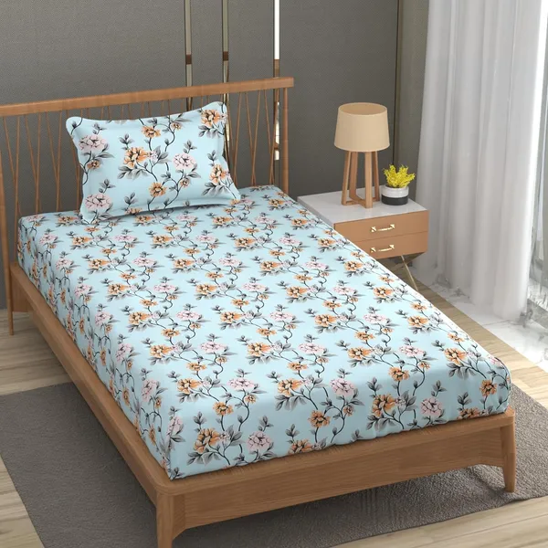 Sky_Blue_Cotton_Bedsheet_With_Pillow_Cover