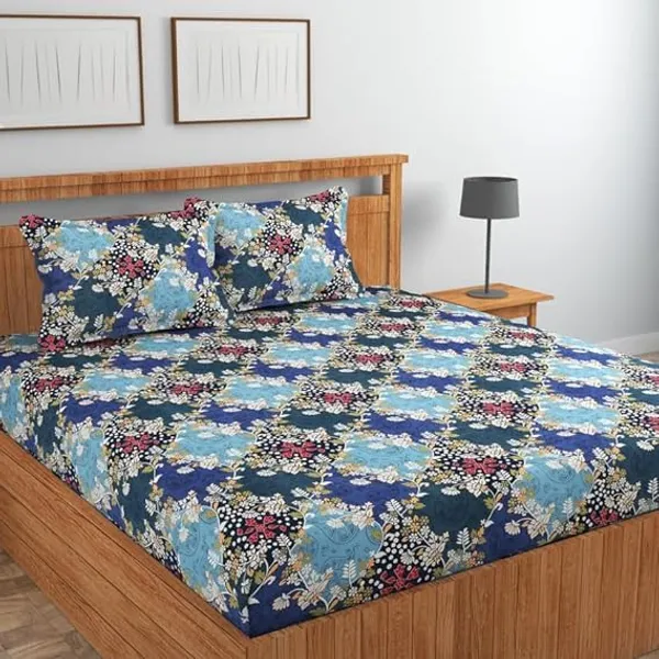 Multicolor_Microfiber_Fitted_Bedsheet_With_Pillow_Covers
