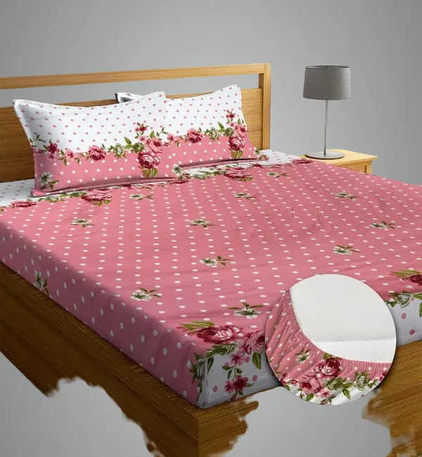 Wine_Cotton_Fitted_Bedsheet_With_Pillow_Covers