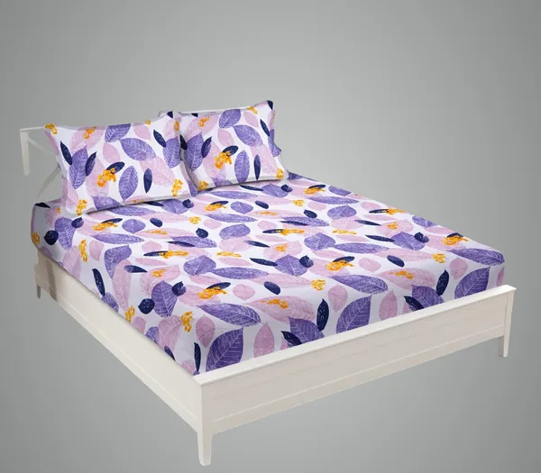 Multicolor_Cotton_Elastic_Fitted_Bedsheet_Set_With_Pillow_Covers