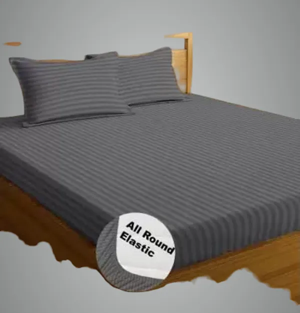 Grey_Cotton_Fitted_Bedsheet_With_Pillow_Covers