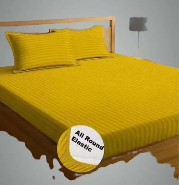 Yellow_Cotton_Fitted_Bed_Sheet_With_Pillow_Covers