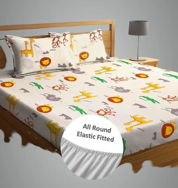Multicolor_Cotton_Fitted_Bedsheet_Set_With_Pillow_Covers