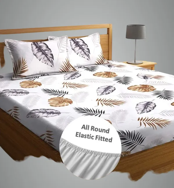 Multicolor_Cotton_Fitted_Bedsheet_With_Pillow_Covers