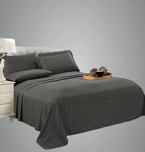 Grey_Cotton_Striped_Bedsheet_With_Pillow_Covers