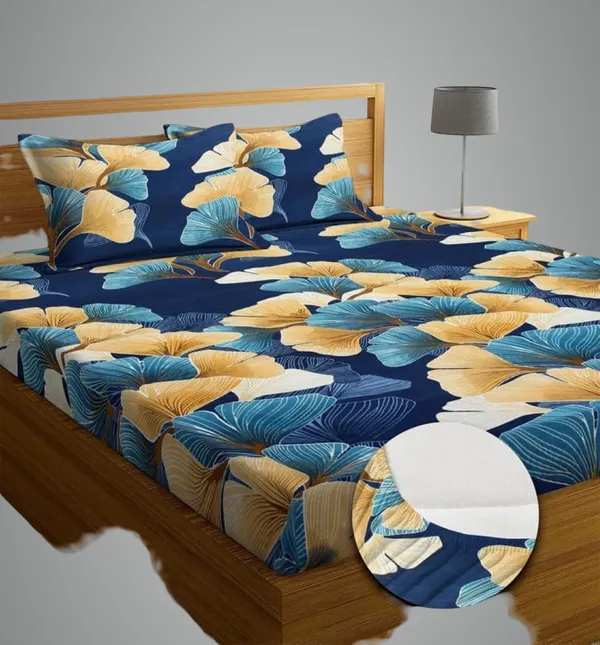 Multicolor_Cotton_Fitted_Bedsheet_With_Pillow_Covers