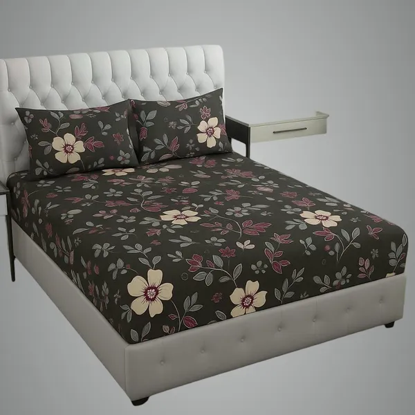 Dark_Olive_Green_Cotton_Fitted_Bedsheet_With_Pillow_Covers