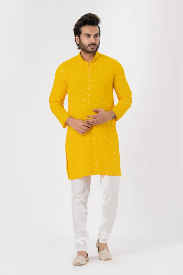 Yellow_Rayon_Casual_Kurta_For_Men