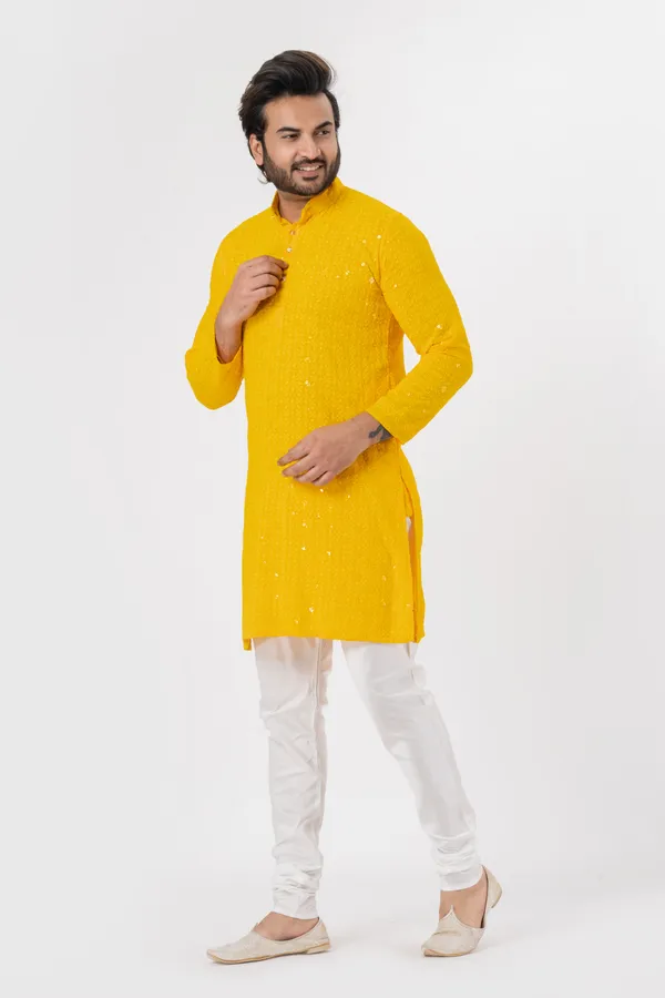 Yellow_Rayon_Casual_Kurta_For_Men