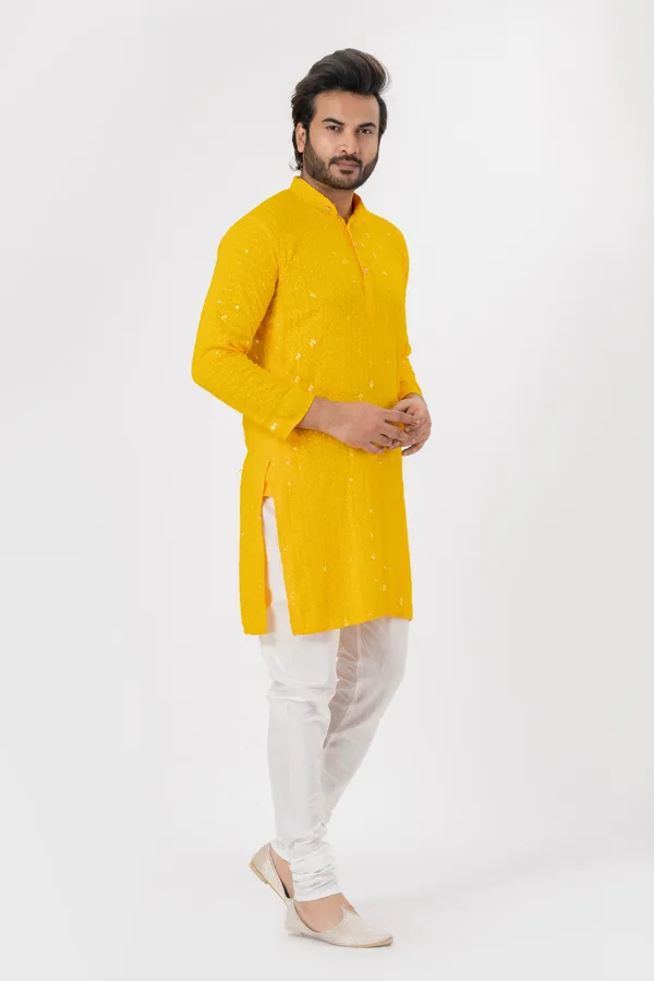 Yellow_Rayon_Casual_Kurta_For_Men