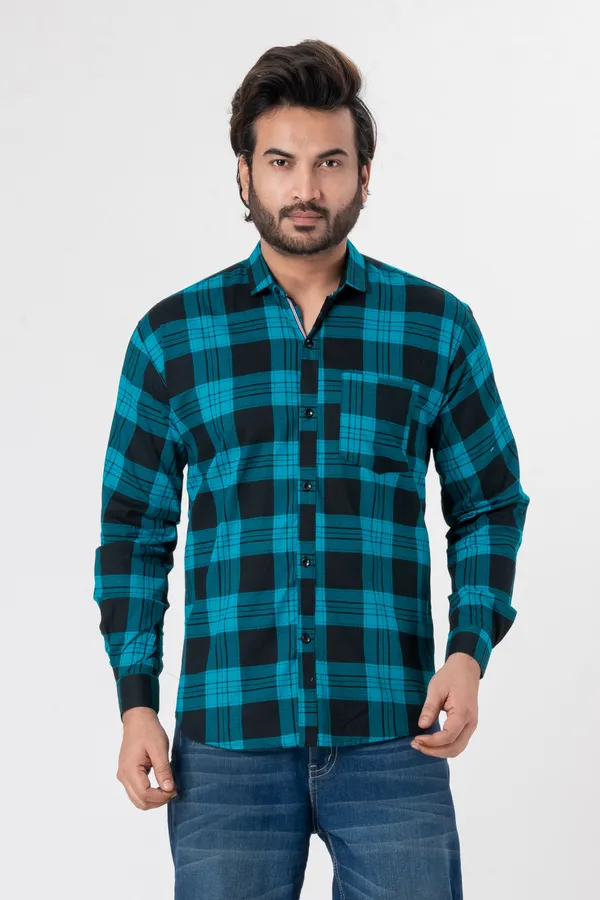 Blue_100%_Cotton_Casual_Shirt_For_Men