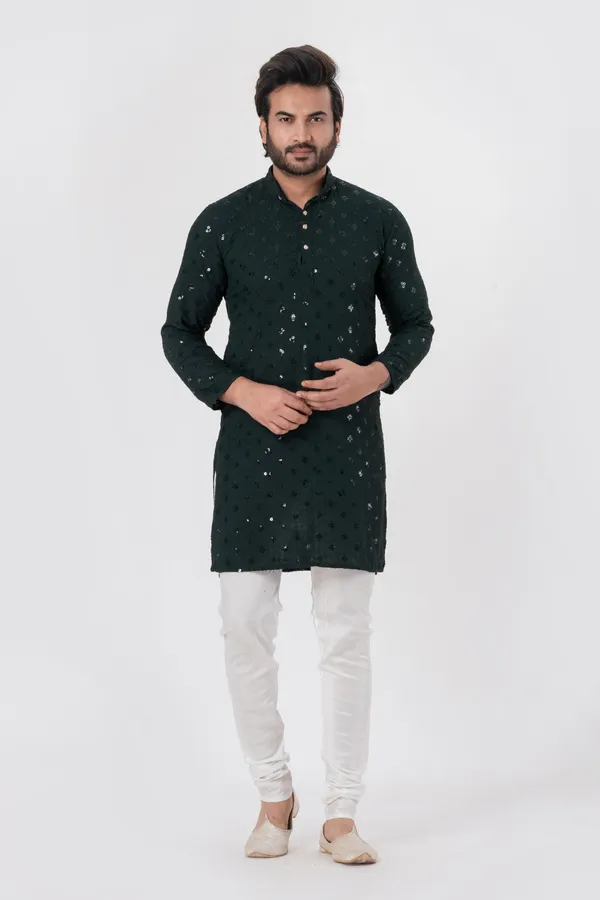 Green_Rayon_Casual_Kurta_For_Men