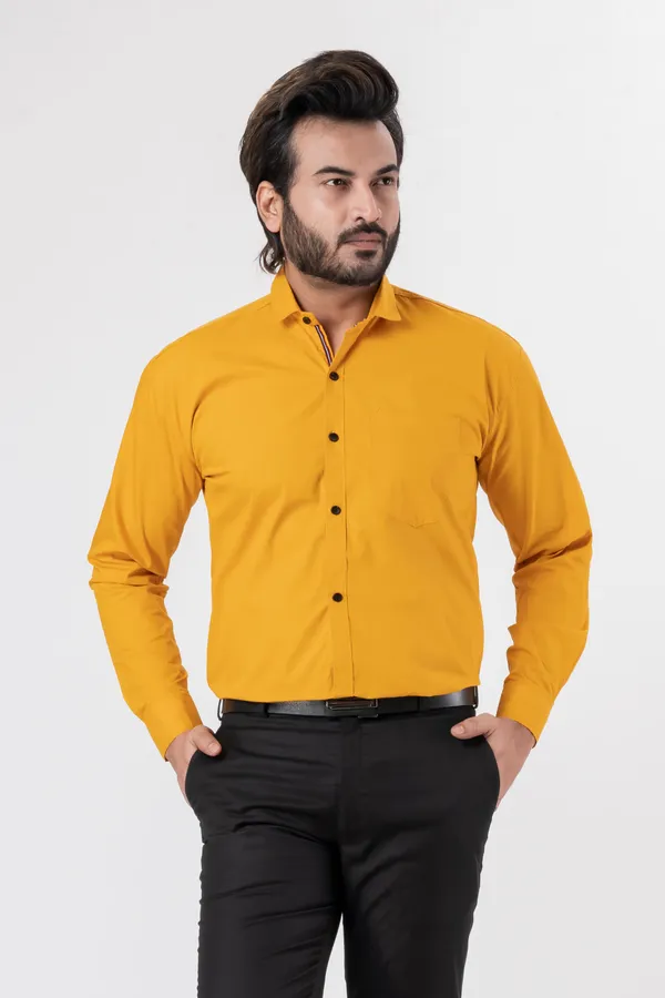 Yellow_100%_Cotton_Casual_Shirt_For_Men