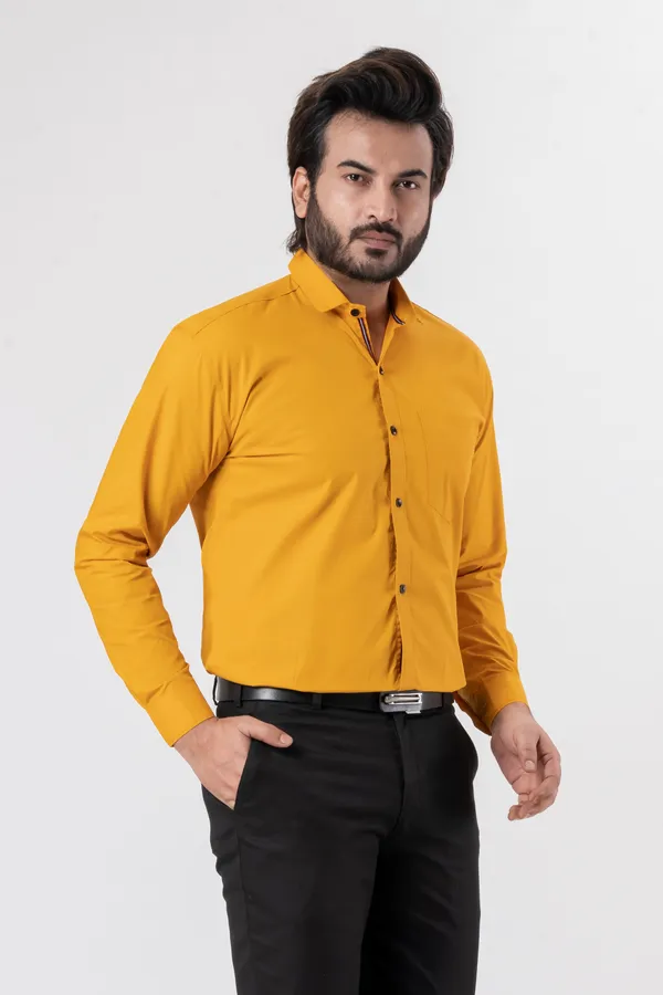 Yellow_100%_Cotton_Casual_Shirt_For_Men