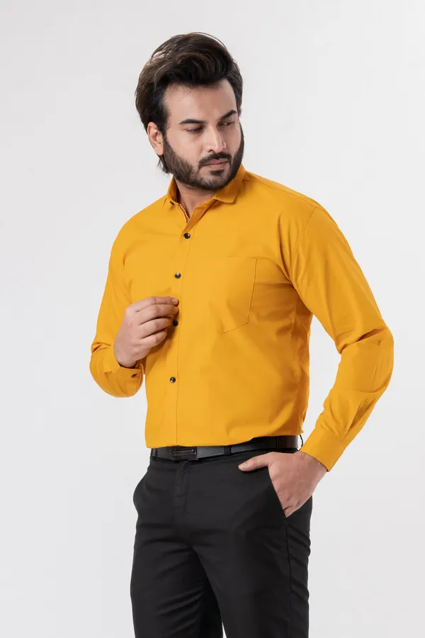 Yellow_100%_Cotton_Casual_Shirt_For_Men