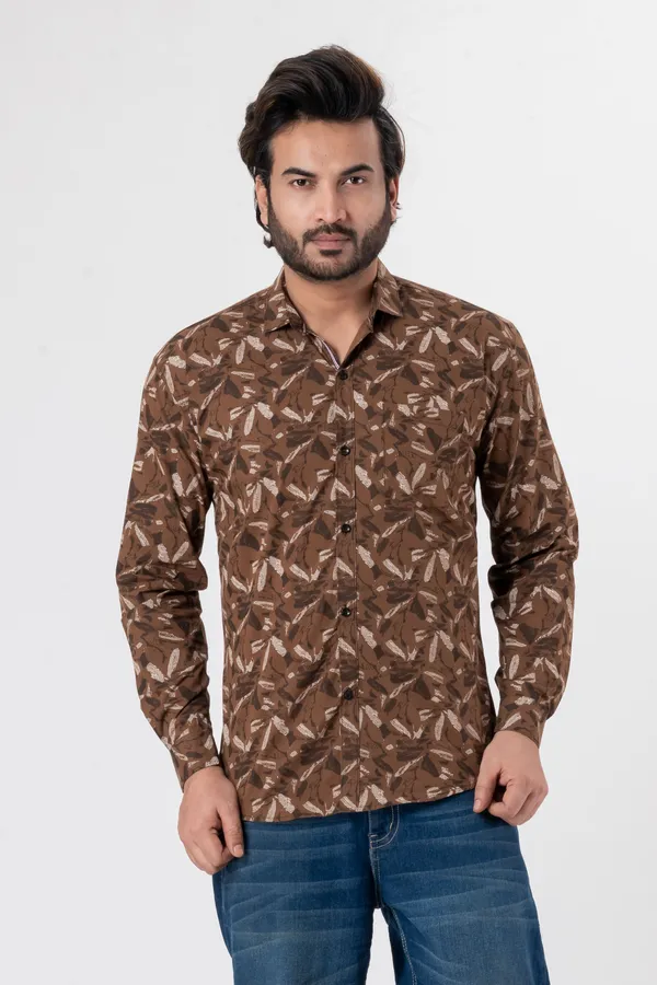 Brown_100%_Cotton_Casual_Shirt_For_Men