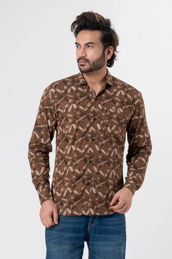 Brown_100%_Cotton_Casual_Shirt_For_Men