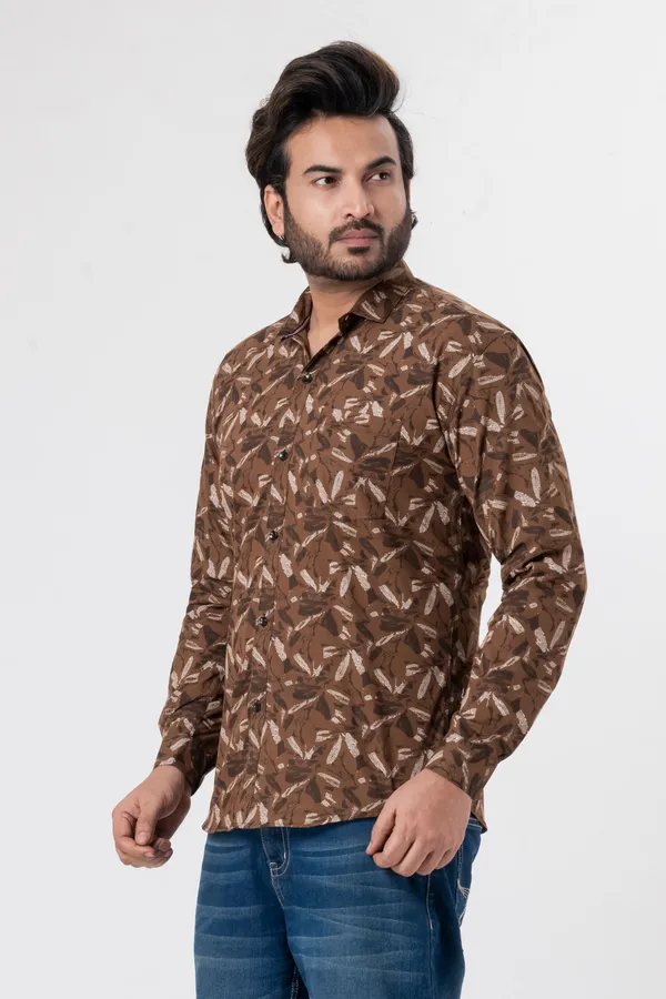 Brown_100%_Cotton_Casual_Shirt_For_Men