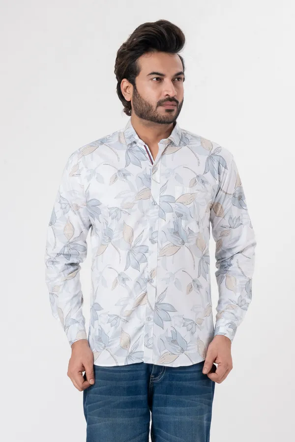 White_100%_Cotton_Casual_Shirt_For_Men