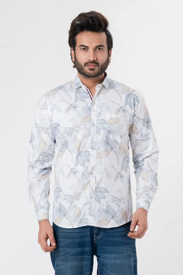 White_100%_Cotton_Casual_Shirt_For_Men