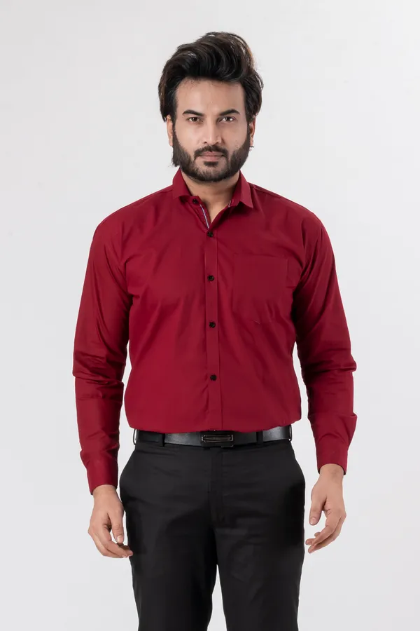 Maroon_100%_Cotton_Casual_Shirt_For_Men
