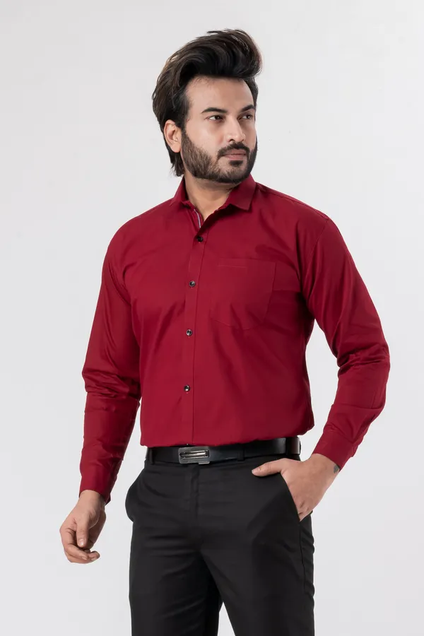 Maroon_100%_Cotton_Casual_Shirt_For_Men