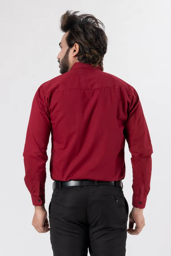 Maroon_100%_Cotton_Casual_Shirt_For_Men