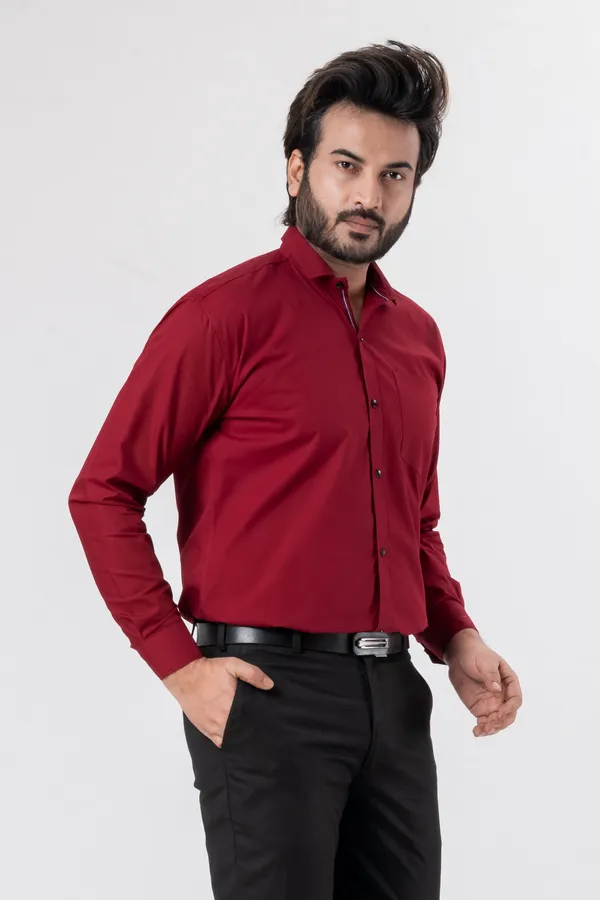 Maroon_100%_Cotton_Casual_Shirt_For_Men