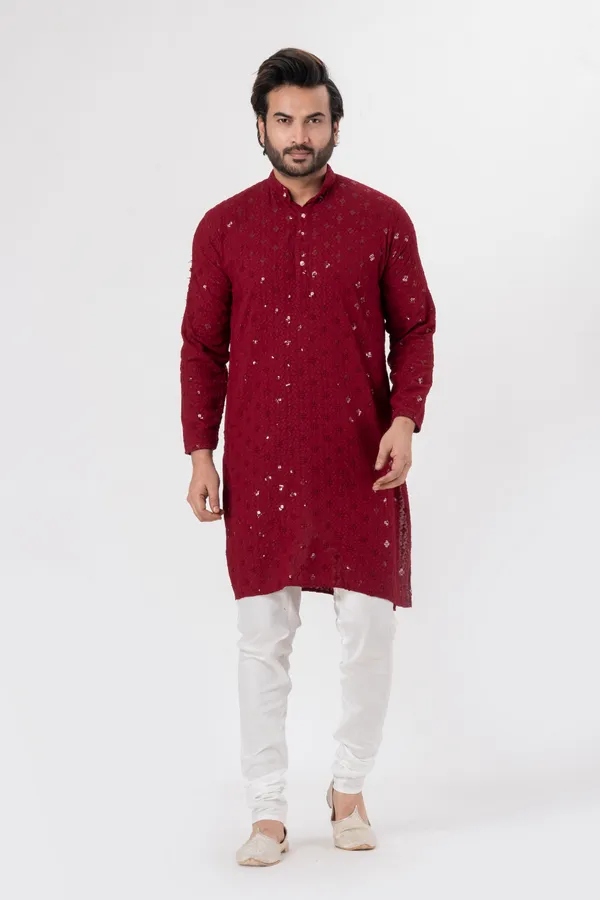 Maroon_Rayon_Casual_Kurta_For_Men
