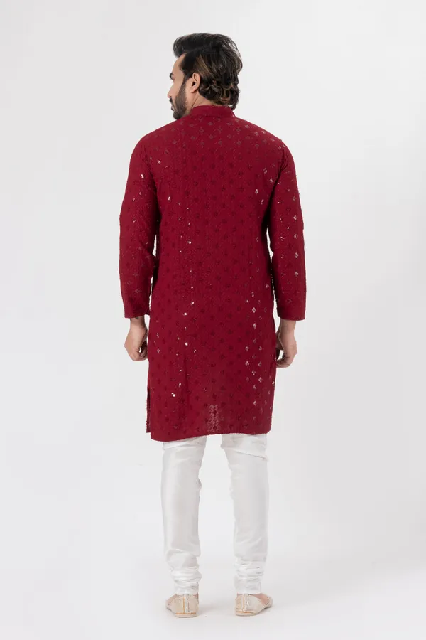 Maroon_Rayon_Casual_Kurta_For_Men