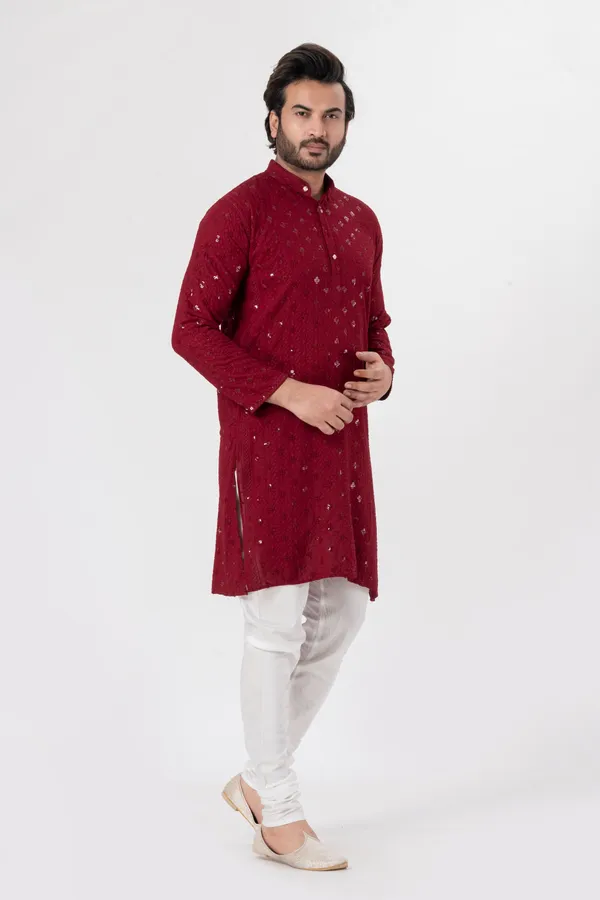 Maroon_Rayon_Casual_Kurta_For_Men