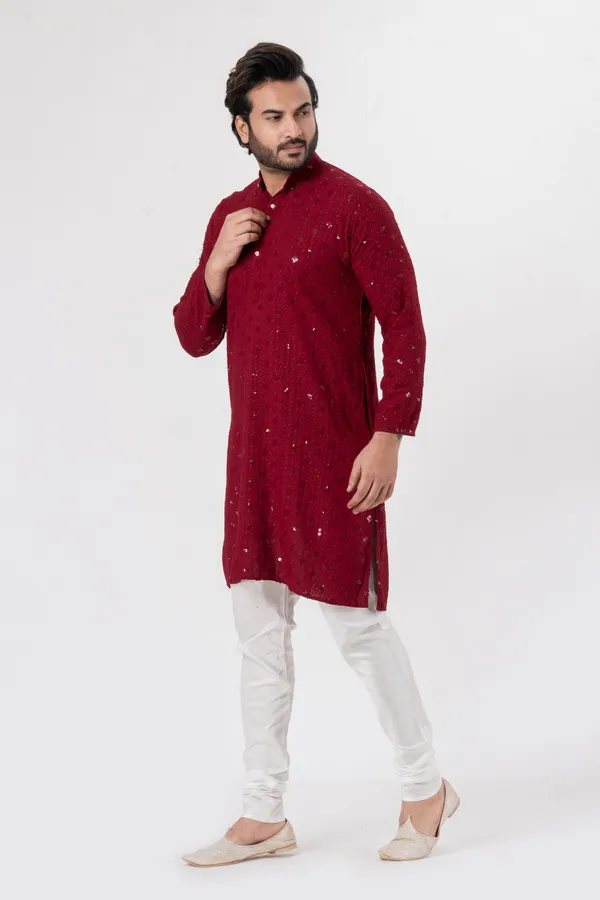 Maroon_Rayon_Casual_Kurta_For_Men