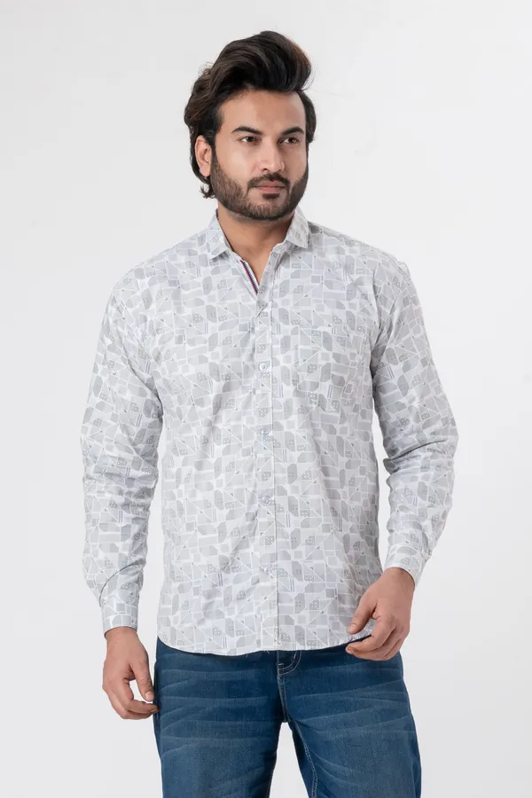 White_100%_Cotton_Casual_Shirt_For_Men