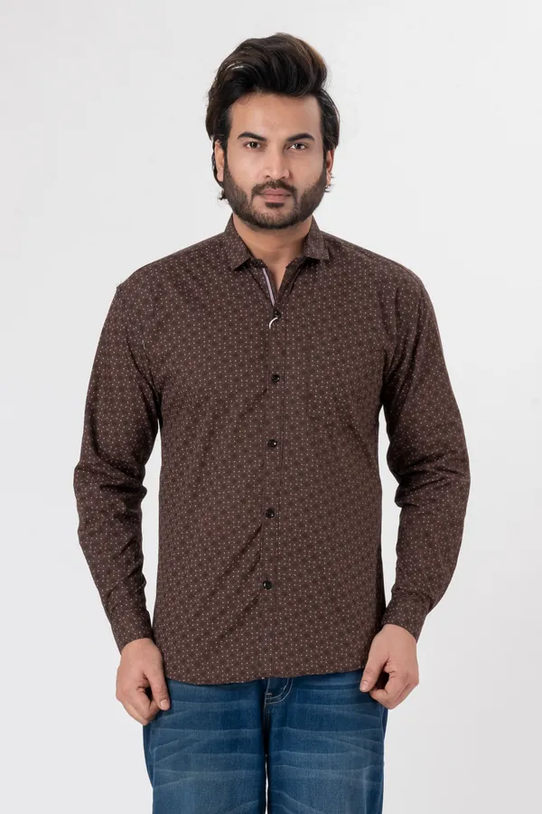 Brown_100%_Cotton_Casual_Shirt_For_Men
