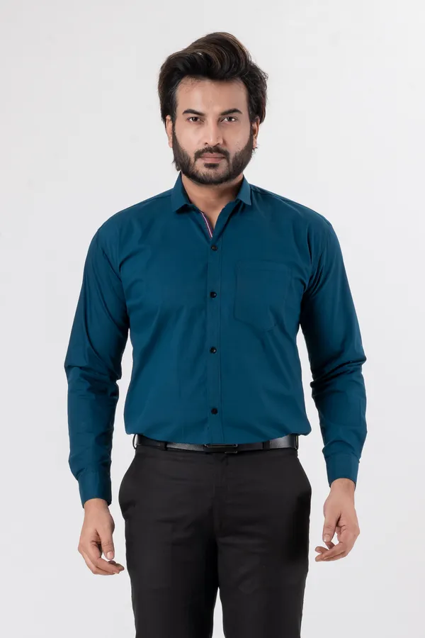 Dark_Blue_100%_Cotton_Casual_Shirt_For_Men