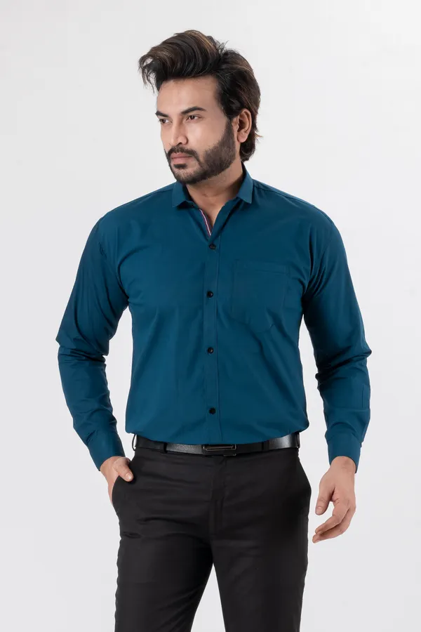 Dark_Blue_100%_Cotton_Casual_Shirt_For_Men